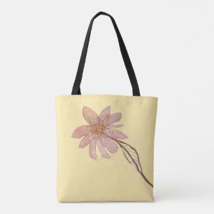 Butter Yellow with a Glitter Flower Watercolor Tote Bag