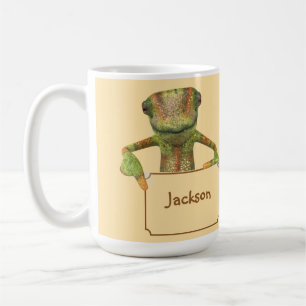 Butter Yellow with Multi-colored Patterned Lizard Coffee Mug