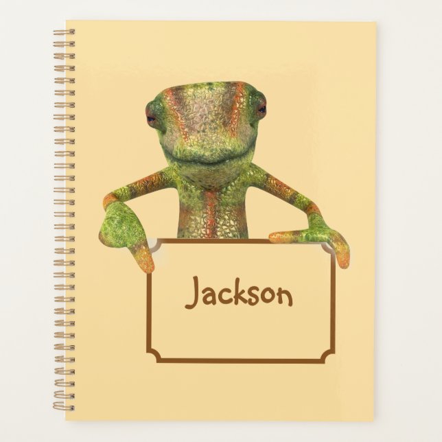 Butter Yellow with Multi-coloured Patterned Lizard Planner (Front)