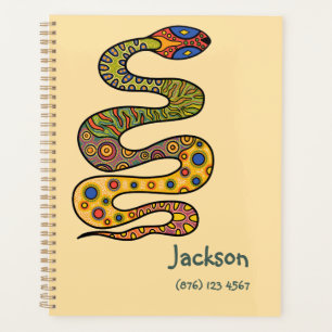 Butter Yellow with Multi-coloured Patterned Snake Planner