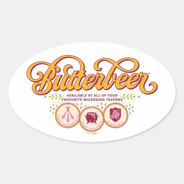 BUTTERBEER™ Available At Wizarding Taverns Oval Sticker (Front)