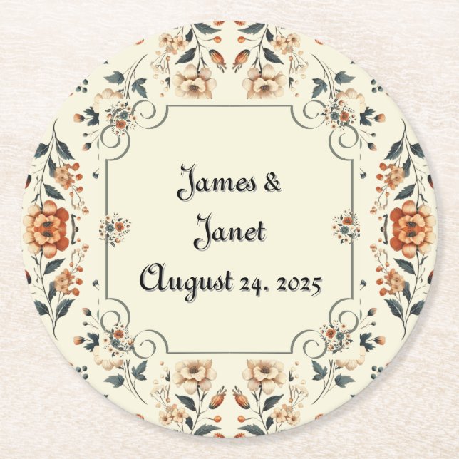 Buttercream Floral Customisable Coaster (Front)