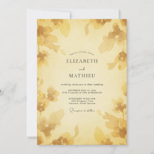Buttercream Golden Petal Wedding Invitation