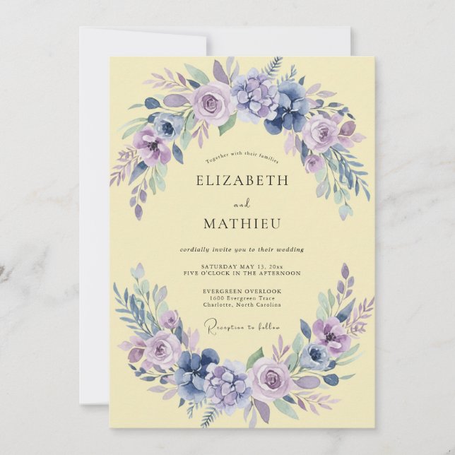 Buttercream Lavender Wildflower Wedding Invitation (Front)