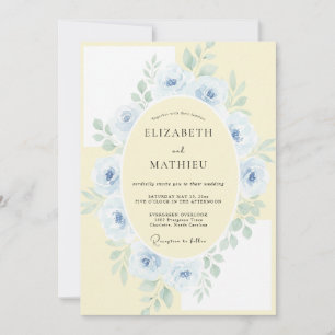 Buttercream Powder Blue Petal Wedding Invitation