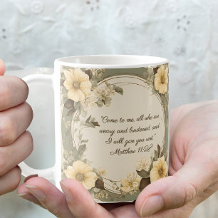 Buttercream Sage Mocha Floral Customisable  Coffee Mug