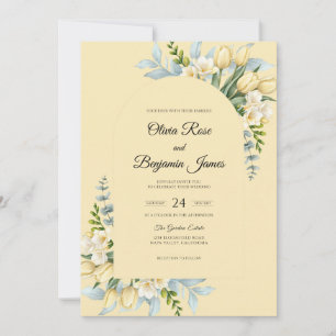 Buttercream Tulip Leaf Wedding Invitation