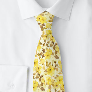 Buttercream Watercolor Floral Tie