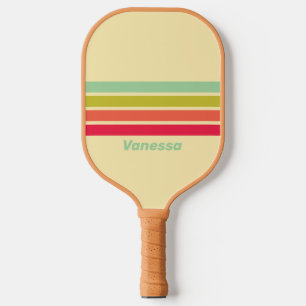 Buttercream Whisper Across Striped with Name Pickleball Paddle