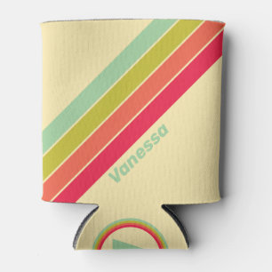 Buttercream Whisper Stripes with Name Can Cooler