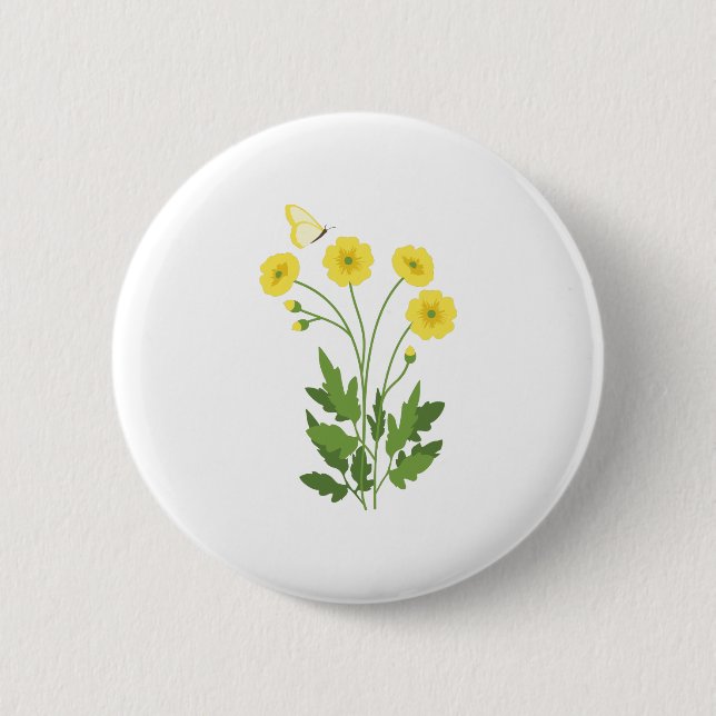Buttercup Butterfly 6 Cm Round Badge (Front)