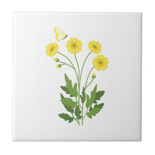Buttercup Butterfly Ceramic Tile