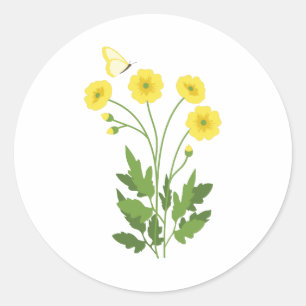 Buttercup Butterfly Classic Round Sticker
