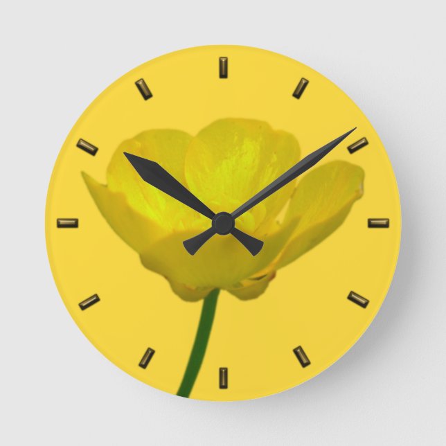 Buttercup Clock Custom Wild Flower Wall Clock (Front)