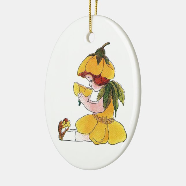 Buttercup Flower Child Funny Cute Little Girl Ceramic Ornament (Left)