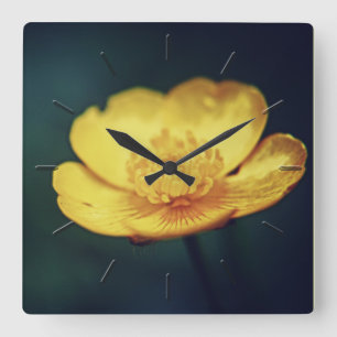Buttercup flower floral wall clock