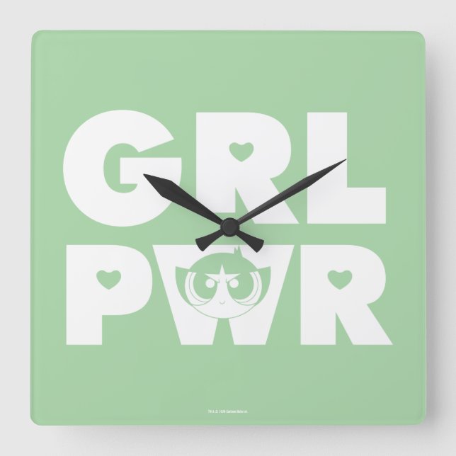 Buttercup: Girl Power Square Wall Clock (Front)