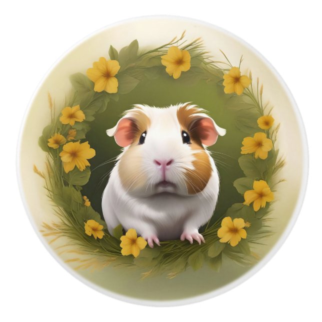 Buttercup Guinea Pig, Ceramic Knob (Front)