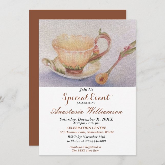 BUTTERCUP TEA TIME PARTY EVENT INVITE (Front/Back)