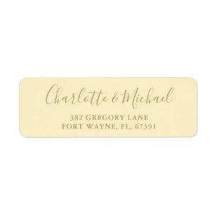 Buttercup Yellow And Gold Script Return Address Label