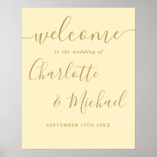 Buttercup Yellow And Gold Wedding Welcome Sign