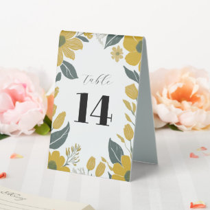 Buttercup Yellow Gold Table Number Wedding