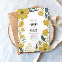 Buttercup Yellow Modern Floral Engagement Party