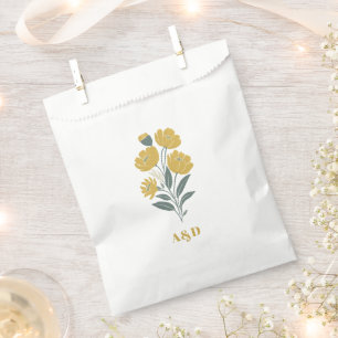 Buttercup Yellow Modern Floral Wedding Favour Bag