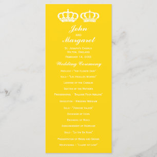 Buttercup Yellow Royal Couple Wedding Program