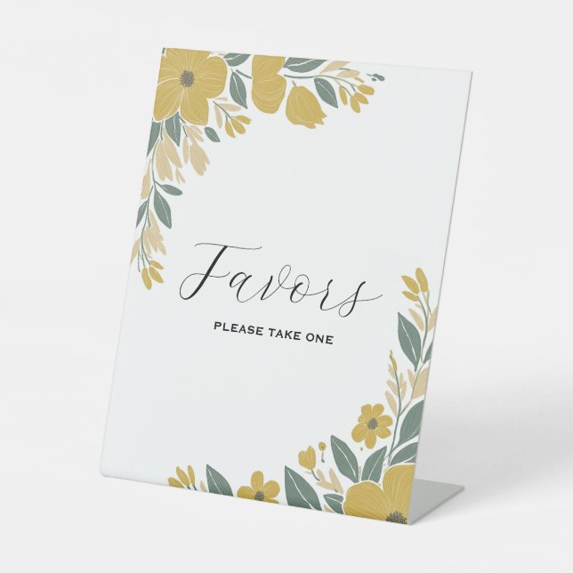 Buttercup Yellow Wedding Reception Favours Pedestal Sign (Front)