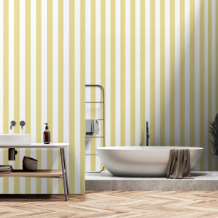 Buttercup Yellow White 3 Inch Wide Circus Stripe Wallpaper