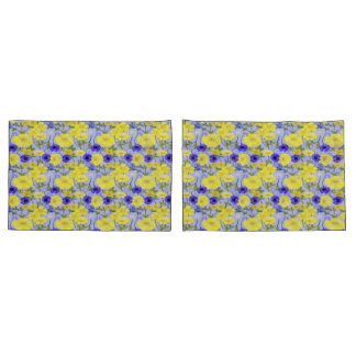 Buttercups, Dandelion Puffballs Blue Cornflowers Pillowcase