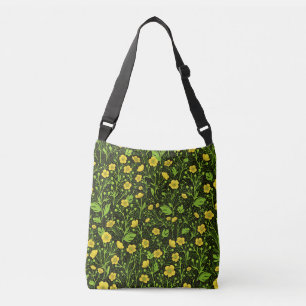 Buttercups on black crossbody bag