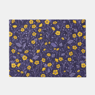 Buttercups on black doormat