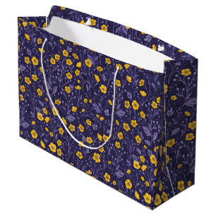 Buttercups on black large gift bag