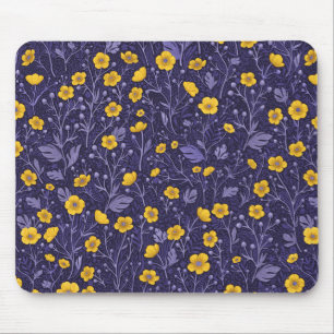 Buttercups on black mouse pad