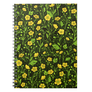 Buttercups on black notebook