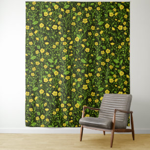 Buttercups on black tapestry