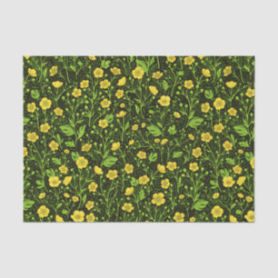 Buttercups on black tissue paper