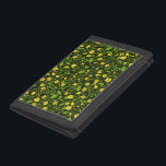 Buttercups on black trifold wallet<br><div class="desc">Hand-painted buttercups and various wild grasses</div>