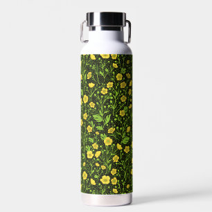 Buttercups on black water bottle
