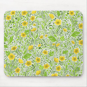 Buttercups on white mouse pad