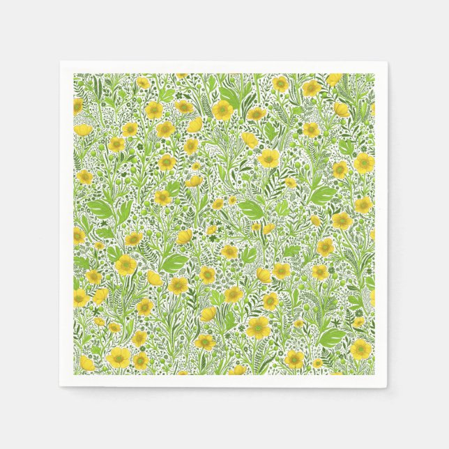 Buttercups on white napkin (Front)