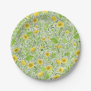Buttercups on white paper plate