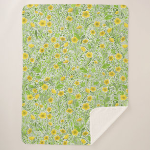 Buttercups on white sherpa blanket