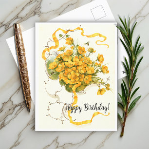 Buttercups Vintage Floral Postcard