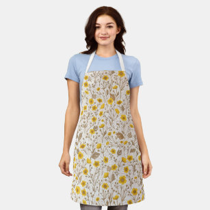 Buttercups, yellow and brown apron