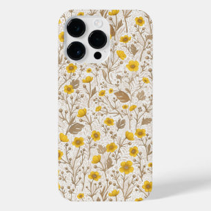 Buttercups, yellow and brown iPhone 14 pro max case