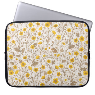 Buttercups, yellow and brown laptop sleeve