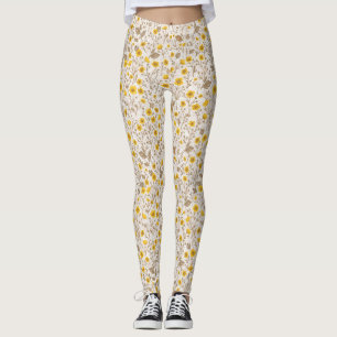 Buttercups, yellow and brown leggings